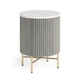 Isabella Grey Side Table - Round Fluted - White Marble Top