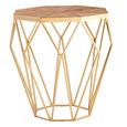 Jodi Side Table - Octagonal - Elm Wood with Gold Metal