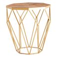Jodi Side Table - Octagonal - Elm Wood with Gold Metal