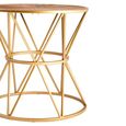 Jodi Side Table - Round - Elm Wood with Gold Metal