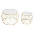 Jodie Side Tables - Set of 2 - White Marble Round with Geometric Base