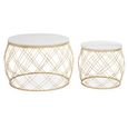 Jodie Side Tables - Set of 2 - White Marble Round with Geometric Base