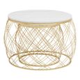 Jodie Side Tables - Set of 2 - White Marble Round with Geometric Base