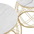 Jodie Side Tables - Set of 2 - White Marble Round with Geometric Base