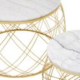 Jodie Side Tables - Set of 2 - White Marble Round with Geometric Base