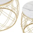 Jodie Side Tables - Set of 2 - White Marble Round with Geometric Base