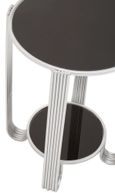 Jolie End Table - Black Mirror and Silver - Round