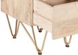 Kaza Light Mango Wood 2 Drawer Side Table - Hairpin Legs with Gold Geometric Inlay