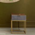 Kempton End Table - 1 Drawer - Square - Walnut with Gold Metal