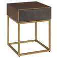 Kempton End Table - 1 Drawer - Square - Walnut with Gold Metal