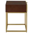 Kempton End Table - 1 Drawer - Square - Walnut with Gold Metal