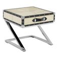 Kensington Townhouse End Table - 1 Drawer - Square - Beige Faux Fur