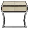 Kensington Townhouse End Table - 1 Drawer - Square - Beige Faux Fur
