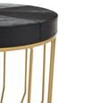 Kensington Townhouse Side Table - Round - Black Faux Fur with Gold Metal