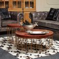 Kensington Townhouse Side Table - Round - Brown Leather