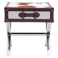Kensington Townhouse Side Table - 1 Drawer - Brown and White Leather