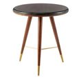 Kenso End Table - Round - Black Marble and Walnut Wood