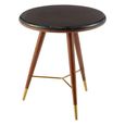 Kenso End Table - Round - Black Marble and Walnut Wood