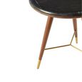 Kenso End Table - Round - Black Marble and Walnut Wood