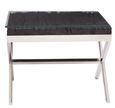 Kerala End Table - Square - Black Glass with Silver Cross Base