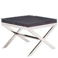 Kerala End Table - Square - Black Glass with Silver Cross Base