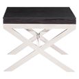 Kerala End Table - Square - Black Glass with Silver Cross Base