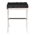 Kerala Side Table - Square - Black Glass with Silver Cross Base