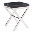 Kerala Side Table - Square - Black Glass with Silver Cross Base