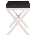 Kerala Side Table - Square - Black Glass with Silver Cross Base