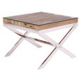 Kerala End Table - Square - Clear Glass with Silver Cross Base