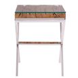 Kerala Side Table - Square - Clear Glass with Silver Cross Base