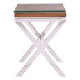 Kerala Side Table - Square - Clear Glass with Silver Cross Base