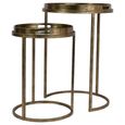 Constellation Map Side Tray Table - Gold Metal - Round - Set of 2
