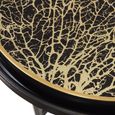 Coral Design Side Tray Table - Gold and Black Metal - Round - Set of 2