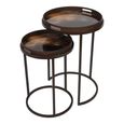 Golden Burst Side Tray Table - Round - Set of 2