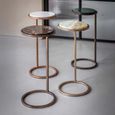 Iota Accent Table - Brown Emperador Marble - Round