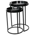 Laura Ashley Louise Side Tray Table - Black - Round - Set of 2