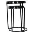 Laura Ashley Louise Side Tray Table - Black - Round - Set of 2