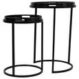 Monochrome Swirl Side Tray Table - Black - Round - Set of 2