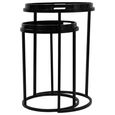 Monochrome Swirl Side Tray Table - Black - Round - Set of 2