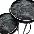 Monochrome Swirl Side Tray Table - Black - Round - Set of 2