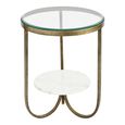 Nolita Side Table - Glass and White Marble - Round