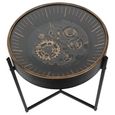 Palladium Side Table - Black and Gold Cogs - Round