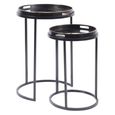 Swirl Side Tray Table - Gold and Black Metal - Round - Set of 2