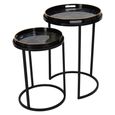 Vesuvius Side Tray Table - Black Metal - Round - Set of 2