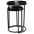 Vesuvius Side Tray Table - Black Metal - Round - Set of 2