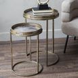 Vienna Side Tray Table - Gold Atlas Metal - Round - Set of 2
