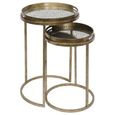 Vienna Side Tray Table - Gold Diamond Metal - Round - Set of 2