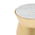 Lino Side Table - Large Drum - White Marble with Gold Metal