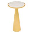 Lino Side Table - Large Round - White Marble with Gold Metal